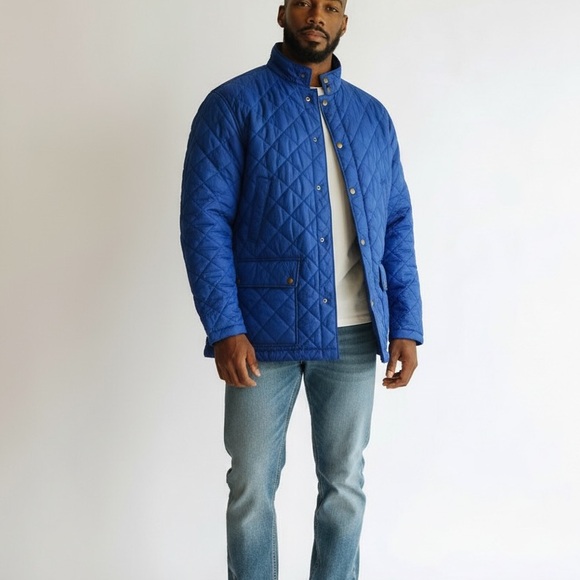Polo Ralph Lauren Quilted Barn Coat Royal Blue Cashmere Blend Lining Size XL